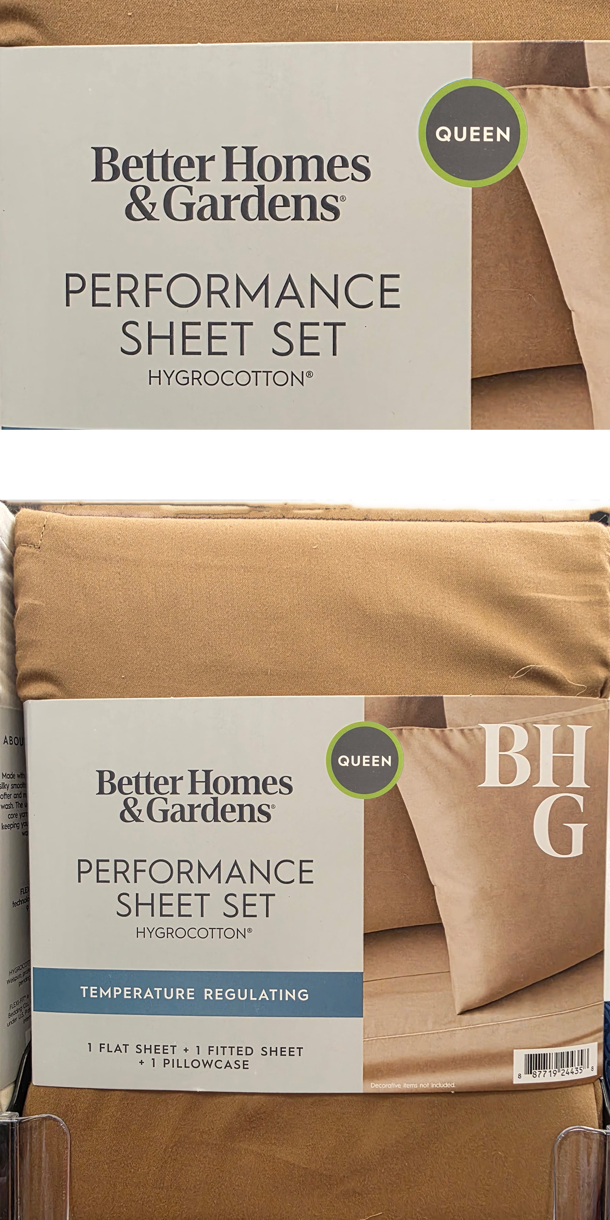 Better Homes & Gardens 4-Piece 400 Thread Count Performance Bed Sheet Set, Dark Caramel, Queen