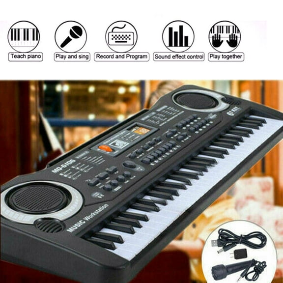 Tianlaimei 61 Key Music Electronic Keyboard Electric Digital Piano Organ  Mic for Boys, Girls, Kids Gift, Black