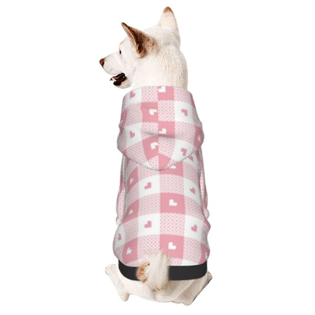 Balery Plaid Heart Sudadera con Capucha para Perros Pequeños – Ropa para Mascotas, Disfraz para Perros y Gatos, Ideal para Fiestas y Cosplay-Large