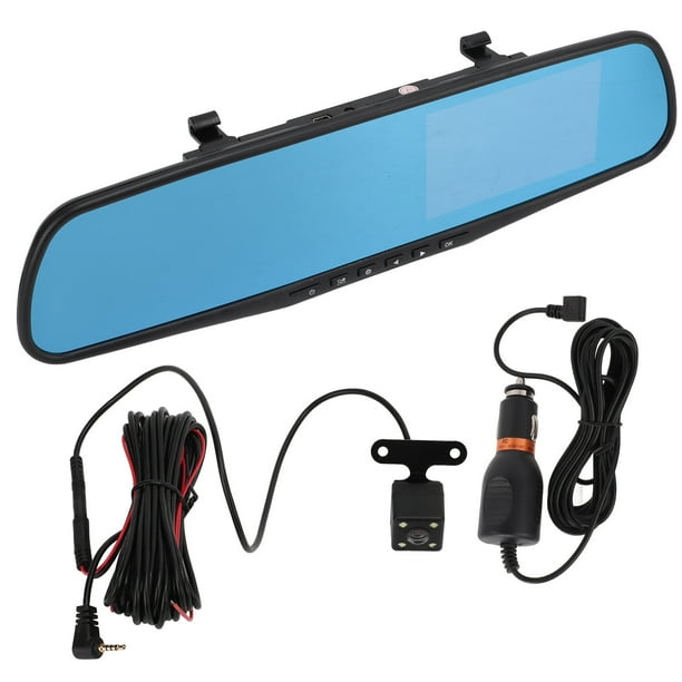 Cámara de espejo Grabadora de conducción dual, BOROCO 4.3in 1080P Cámara de salpicadero de espejo Cámara de espejo retrovisor Grabadora de conducción dual Monitor de estacionamiento Grabación en bucle