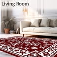 thumbnail image 2 of ODIKA 2'x3' Machine Washable Non-Slip Area Rug, Festive Nordic Snowflake Motif with Interlocking High Traffic Rug with Pad, Red, 613704, 2 of 8