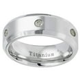 thumbnail image 1 of Men Women Titanium Wedding Band Ring 8mm Brushed Center Polish Beveled Edge CZ Ring, 1 of 3