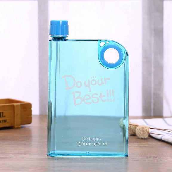 Loyerfyivos Flat Water Bottle Portable Slim Water Bottle Design BPA Free Wallet Water Bottle Can be Put into Small Pockets, Makeup Bags and Handbags,Suitable for Travel, 8.3*5.1 in (Blue)