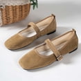 thumbnail image 4 of Vibrex Women's Ballet Flats Square Toe Velvet Mary Jane Shoes Women Comfortable Dress Shoes for Women Casual Loafers Solid Color Soft Sole Flat Shoes, 4 of 8