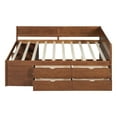 thumbnail image 4 of Harper & Bright Designs Full Size Daybed with Storage Shelves and Drawers, Wood Corner Captain Beds L-Shaped Headboardfor Boys Girls, Walnut, 4 of 11