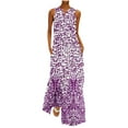 thumbnail image 1 of SMihono Robe Maxi Bohème d'Été pour Femmes Grande Taille Mode d'Été Imprimée Col en V Sans Manches Robe à Enfiler avec Poches Robe de Plage, 1 of 5