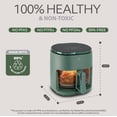 thumbnail image 6 of Series 6 in 1 Air Fryer with Glass Basket, 5 Quart Non Toxic Air Fryer w Digital Display, 430 ° F Max Temp, Preheat & Keep Warm Function, Compact + Dishwasher Safe Glass Airfryer - GREEN, 6 of 8