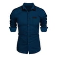 thumbnail image 1 of pstuiky manga larga para hombre, Camisa informal de manga larga con solapa y color liso para hombre Tops casuales para hombres s, 1 of 2