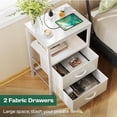 thumbnail image 6 of Nightstands Set of 2, End Tables with Charging Station, Side Tables with Fabric Drawers, Bedside Tables with USB Ports and Outlets, Night Stands for Bedroom,White, 6 of 18