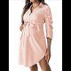 thumbnail image 2 of Vestido Camisero de Maternidad para Mujer, con Solapa A Rayas y Botones, 3/4 Naranja y Rojo M, 2 of 8