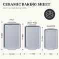 thumbnail image 4 of HONGBAKE Non Toxic Ceramic Cookie Sheets for Baking, 3-piece Non Stick Baking Sheet Pans for Oven, Heavy Duty Aluminized Steel Baking Pans Set with Silicone Handles -Gray, 4 of 8
