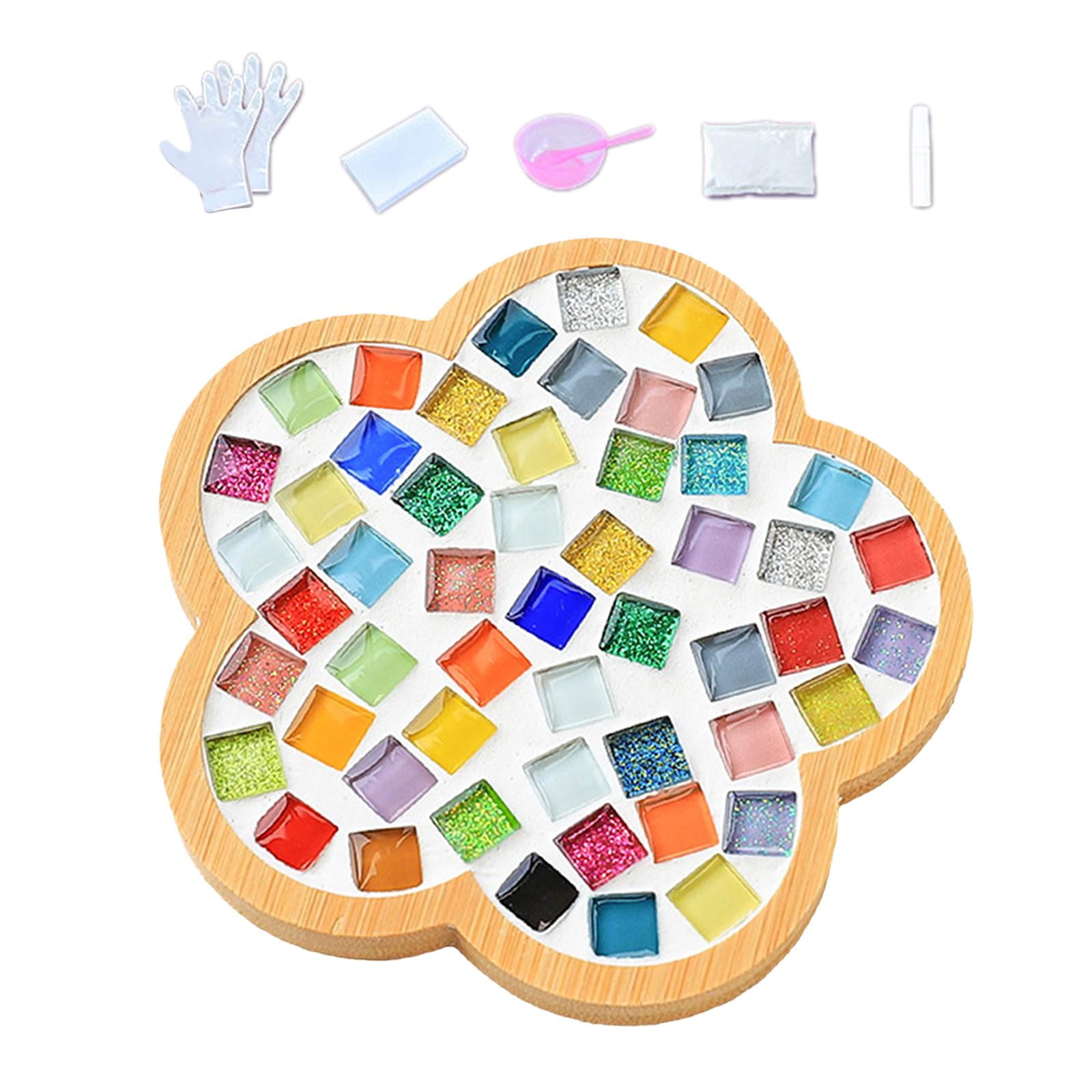 DIY Mosaic Coaster Holiday Gift Place Mat Cup Holder Children's Educational Toys Glass Mosaic Tiles for Home Ornament Dining Table B