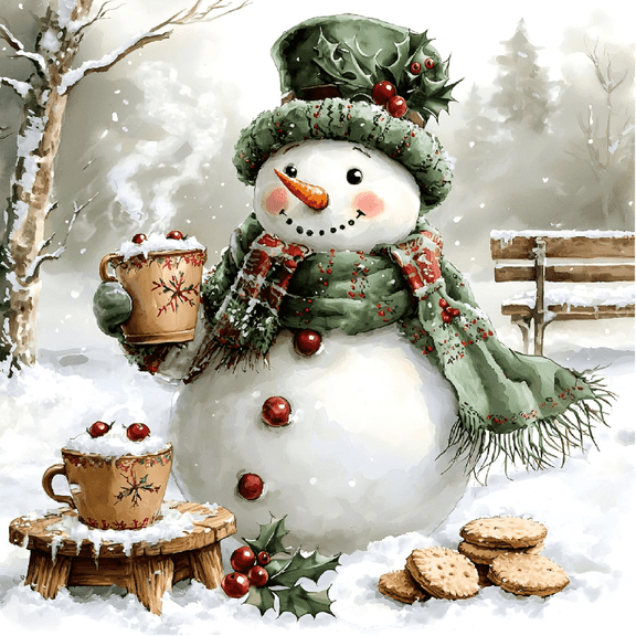 Diamond Painting Kits for Adults, Snowman Diamond Art Kits for Beginners, 5D Christmas Diamond Art Painting, DIY Full Drill Gem Art Craft for Home Decor 11.8x11.8Inch
