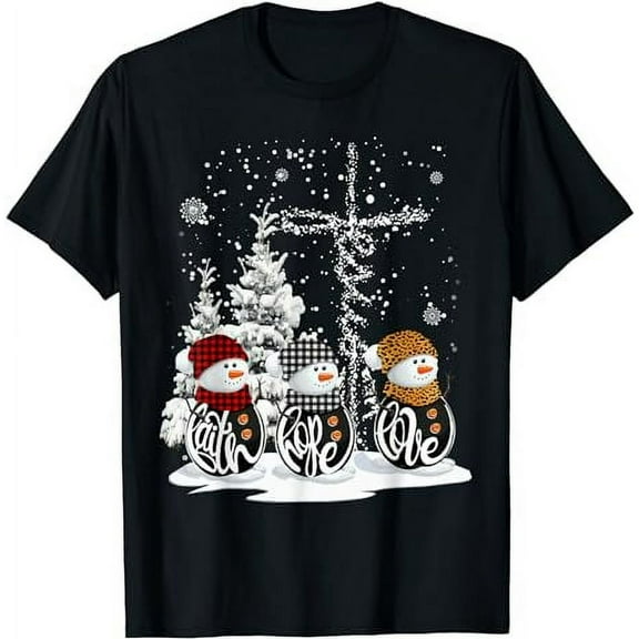 Christmas Faith Hope Love Snowman Funny Xmas For Christian T-Shirt