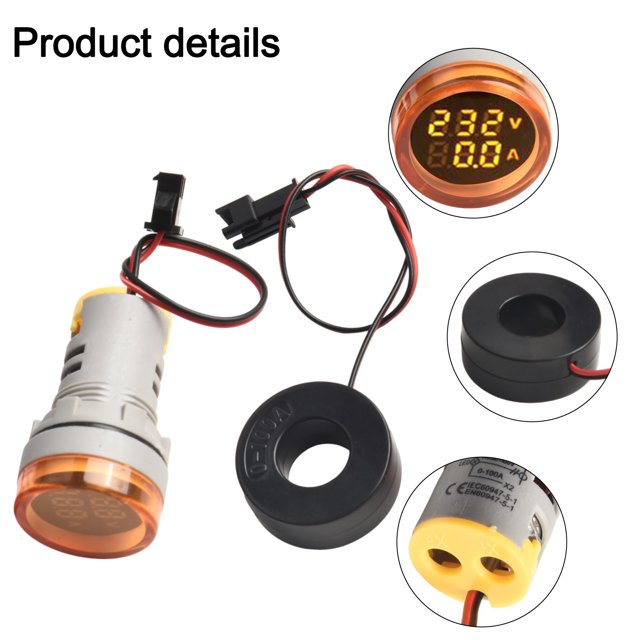 Voltmeter Meter Indicator Ac 50-500V Led Digital Display Voltmeter Signal Light Cooling Holes 0~100A Test Meters Detectors Yellow Mingyqi
