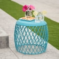 thumbnail image 4 of Alameda Outdoor 19 Inch Diameter Lattice Iron Side Table, Matte Blue, 4 of 5