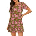 thumbnail image 1 of Balery Cartoon Pigs Camisón de manga corta con cuello redondo para mujer, cómodo y elegante., 1 of 6