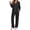 Black, variant on UVN Pajama for Women Embroidered Floral Button Up Sleepwear with Drawstring Pocket Pants Ladies Casual Lounge Set