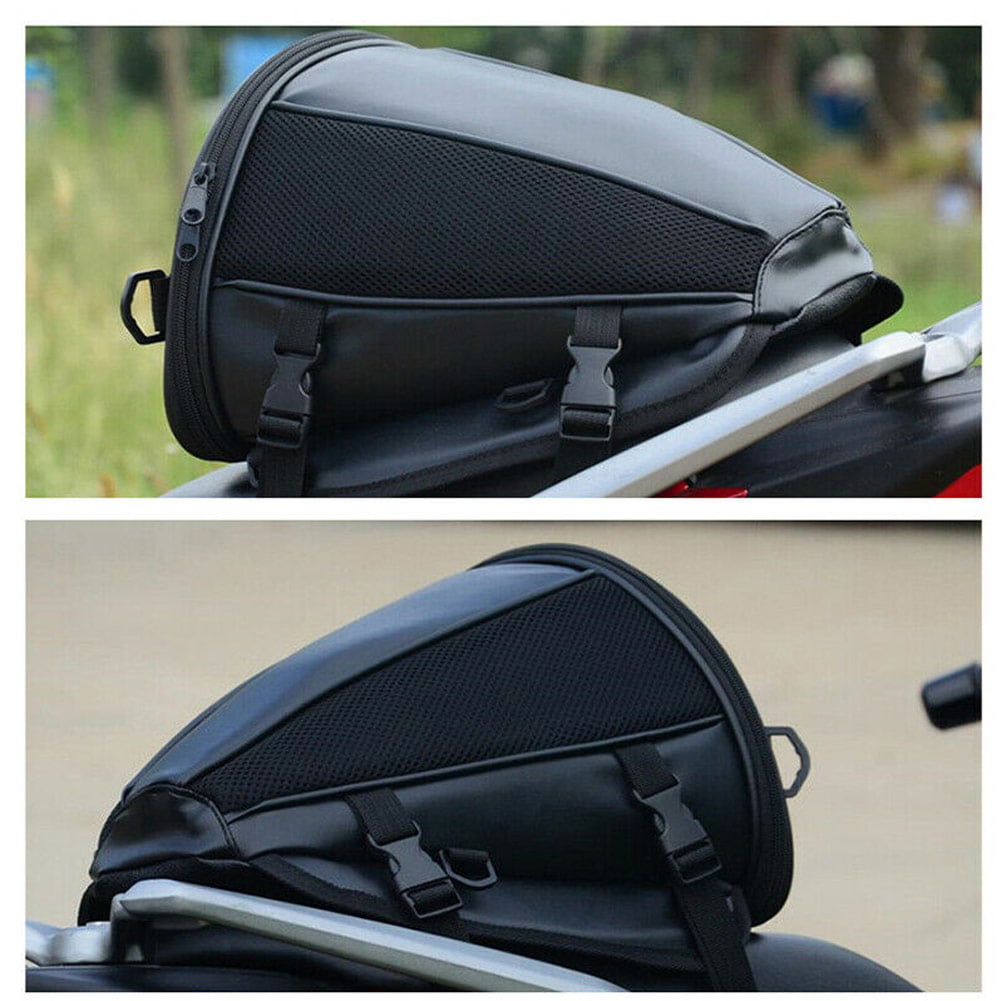 Motorcycle Rear Seat Bag Large Capacity Storage Tank Bag PU Leather Motorbike Tail Bag with Waterproof Bag Cover 
