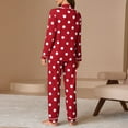 thumbnail image 6 of Women's Polka Dot Pajama Set Long Sleeve Button-Down Shirt & Pants 2-Piece Loungewear Stylish Home Sleepwear, 6 of 7