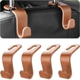 thumbnail image 1 of Car Back Seat Headrest Hooks, 4PCS Vehicle Backseat Storage Organizer Hanger, Multifunctional Auto Headrest Hidden Hook Universal for Handbag Purse Backpacks Bags and Groceries (Brown), 1 of 5