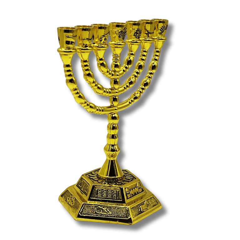 Gold Menorah with 12 Tribes of Israel Design photo 2