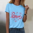 thumbnail image 2 of Yindaity T Shirts for Women Women's Valentine Shirts Retro Candy Couple Love Heart T-Shirt Casual Lover Gift Blouse Tops(Sky Blue,S), 2 of 8