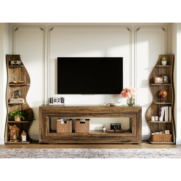 Tribesigns Brown TV Stand Entertainment Center Fits TV's up to 65 in. with Open Shelving