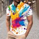 thumbnail image 1 of Blusa y camisa de manga corta con cuello vuelto para hombre, blusa de manga larga con solapa y botones estampados, blusa de poliéster para hombre, 1 of 5