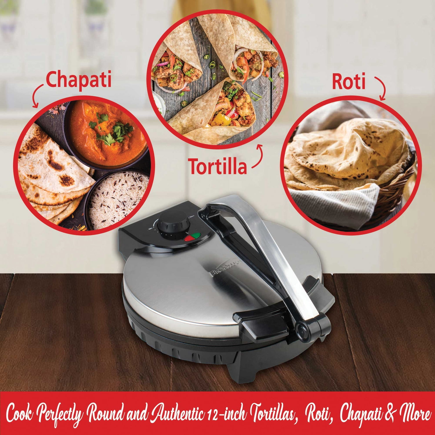 Brentwood Nonstick Electric Tortilla Maker (8 In.), TS-127PT