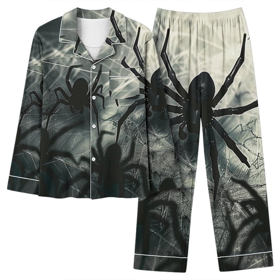 WFJCJPAF 2025 New Halloween Pajamas for Women,Women Casual Fashion Halloween Printed Long Sleeve Casual Tops Pants Pajamas Suit - Black S
