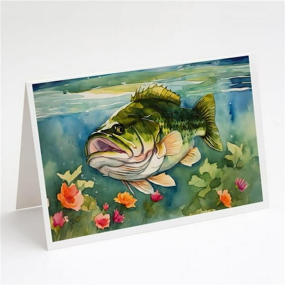 Largemouth Bass Greeting Cards Pack of 8 7 in x 5 in