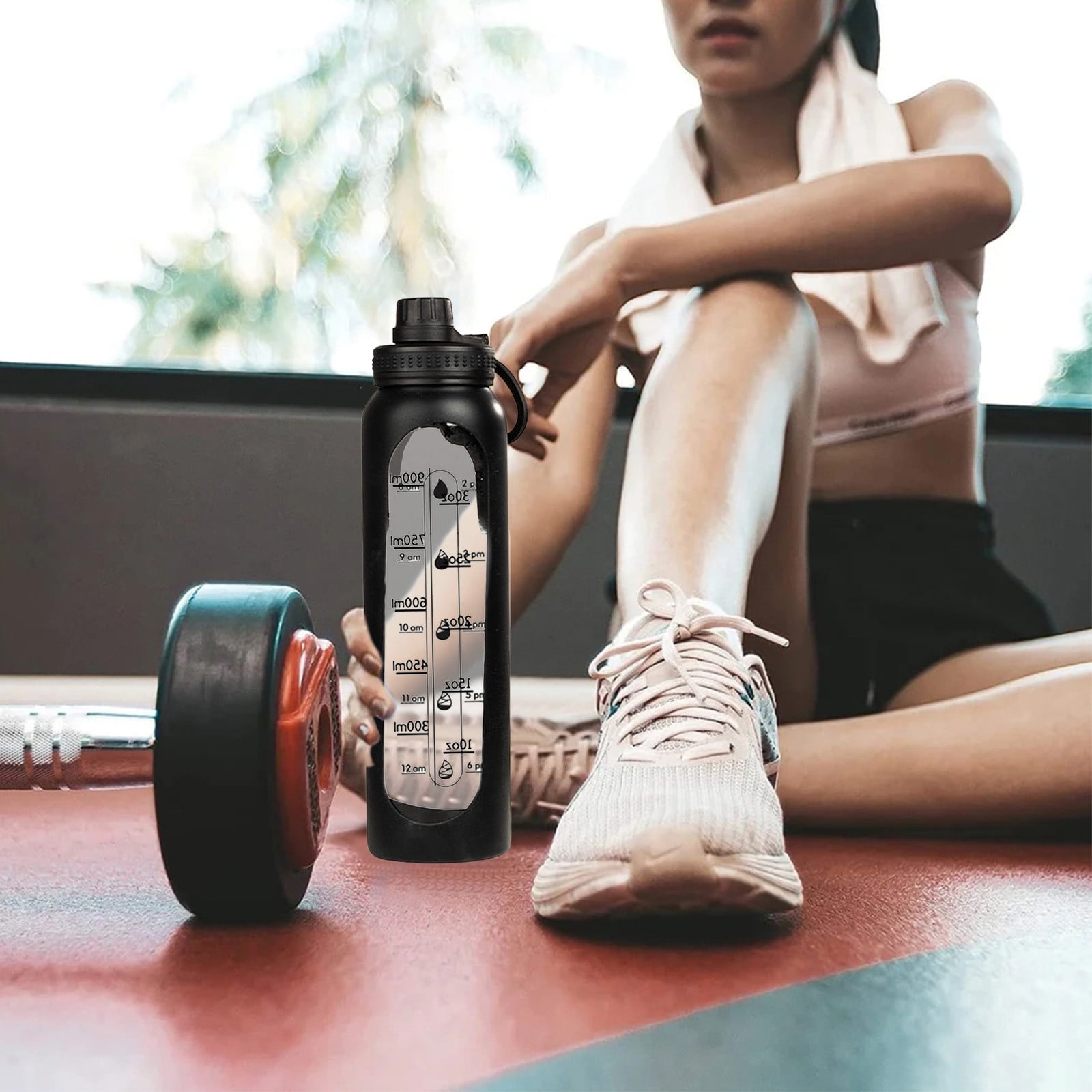 HCBY Glass Water Bottle, 32oz Large Capacity Bottle, Leakproof Sports Water Bottle, BPA-Free Insulated Drinking Bottle