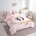 thumbnail image 3 of Homewish Girly Pink Letter D Twin Bedding Sets 7-Piece, Romantic Rose Flower Bedding Comforter Set, Magical Butterfly Animal Reversible Sheet Sets, Microfiber Bedroom Decor, 3 of 7