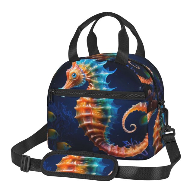 Disketp Yellow Fish Seahorse Lonchera Térmica para Mujer y Hombre, Bolsa de Almuerzo Reutilizable e Impermeable para Trabajo, Viajes y Picnic