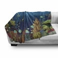 thumbnail image 3 of Under the Sea Soft Flannel Fleece Blanket, Coral Reef with Sea Creatures Tropical Oceanic Life Exotic Fishes and Seaweed, Cozy Plush for Indoor and Outdoor Use, 60" x 80", Multicolor, by Ambesonne, 3 of 6