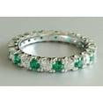 thumbnail image 2 of HeartsAndYou 3ct Natural Emerald & Diamond Wedding Band Full Eternity 14k SOLID White Gold, 2 of 9