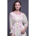 thumbnail image 5 of Bimba Tie-Dye Ladies Bishop Sleeve Round Neck Ruffle Maxi Smocked WaistDress-Small, 5 of 5