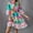 Green, variant on MORTTIC Women's Colorful Geometric Print V-Neck Midi Dress - Flowy A-Line Summer Dress with 3/4 Sleeves Green,S