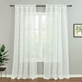 thumbnail image 7 of VOGOL White Leaves Embroidered Sheer Curtain Panels Set of 2, Farmhouse Airy Voile Sheer for Bedroom, 52x84 inches, Rod Pocket, 7 of 7