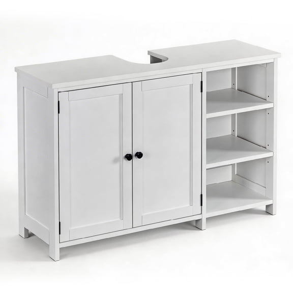 Ktaxon Bathroom Vanity Under Sink Pedestal with Two Doors and Three Adjustable - height Shelves, White