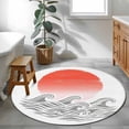 thumbnail image 3 of Orange Ombre Sun Rise Round Area Rug 3Ft Washable Small Circle Rugs for Kitchen Entryway, Ocean Waves Coastal Abstract Art Non-Slip Carpet Floor Mats Indoor Outdoor Carpet Runner Aesthetic Home Decor, 3 of 8
