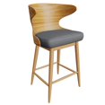 thumbnail image 5 of Glavbiku Mid Century Wood Barstools Set of 2 W/Fabric Upholstered,and Curved Backrest,Charcoal, 5 of 10