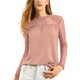 thumbnail image 5 of INSPIRAR CHIC Blusas Casuales de Cuello Redondo para Mujeres con Encaje Floral de Manga Larga en Chiffon Tallas S Rosa Claro, 5 of 8