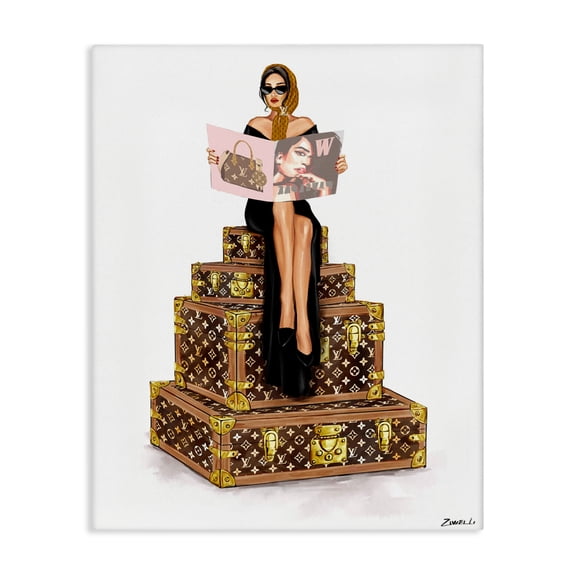 Stupell Industries Luxury Cases & Glam Girl Canvas Wall Art design by Ziwei Li, 20 x 16