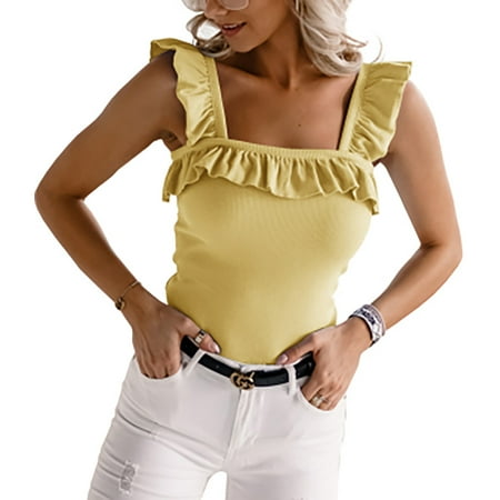 

Yobecho Women s Summer Sleeveless Square Neck Knit Camisole