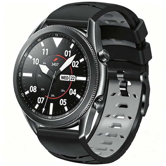DESIGNICE 22Mm Universal Breathable Silicone Sport Watch Band, Comfort Replacement Waterproof Strap with Black Stainless Steel Buckle, Quick Release for Garmin