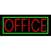 Red Office With Green Border LED Neon Sign 6 x 15 - inches, Black Square Cut Acrylic Backing, with Dimmer - Bright and Premium built indoor LED Neon Sign for Defence Force.
