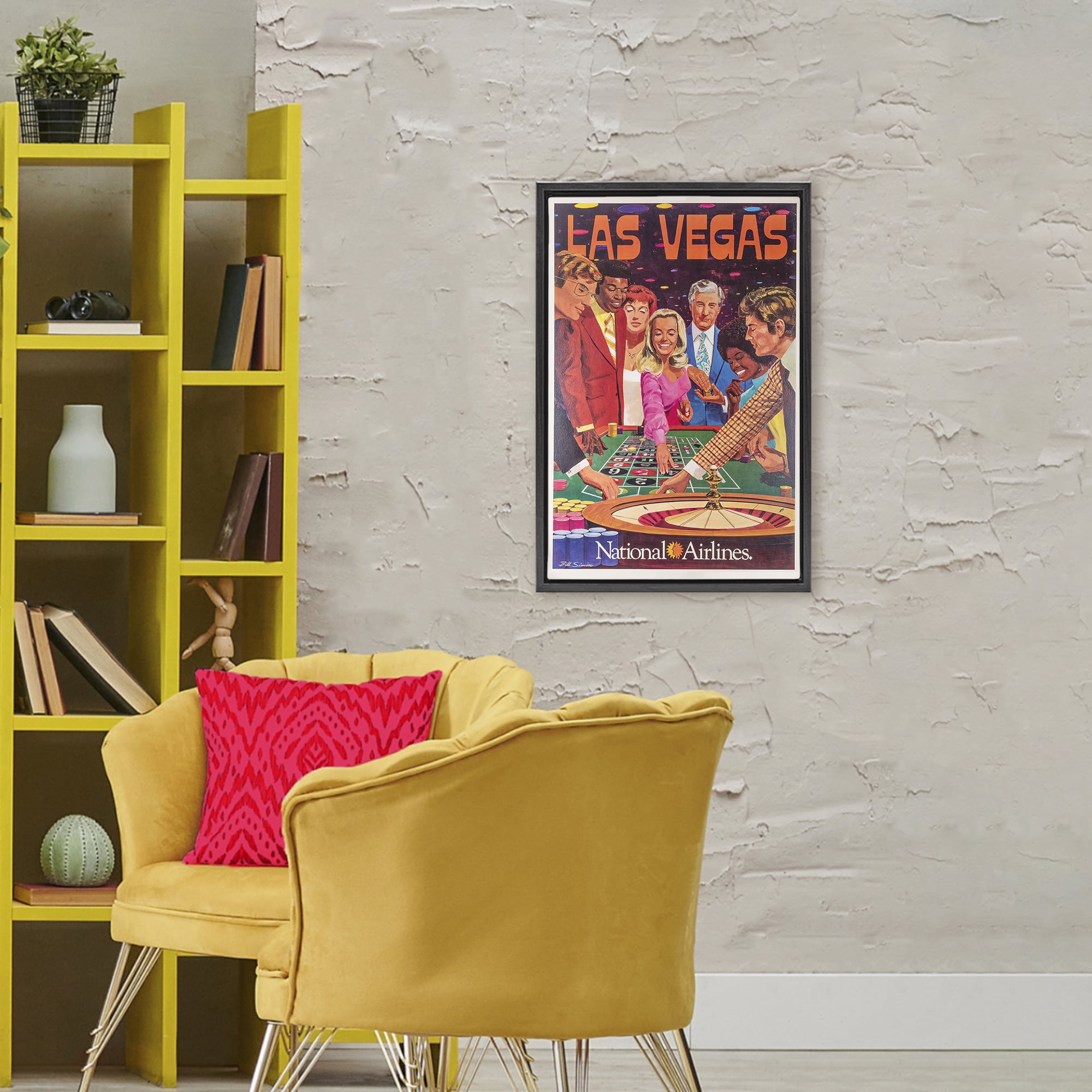 Stupell Industries Vintage Las Vegas Casino Black Framed Floater Canvas Wall Art, design by Vintage Posters