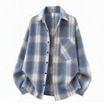 thumbnail image 2 of Kaemgyyd Men's Jackets Long Sleeve Casual Plaid Shacket Button down Collar Overshirt with Pockets（Light Blue,4X-Large）, 2 of 6